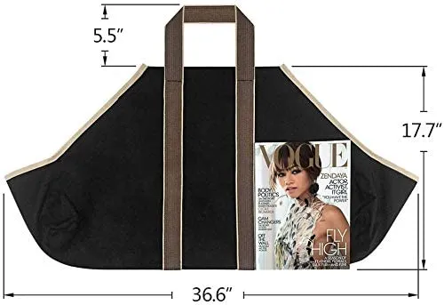Amagabeli Large Canvas Firewood Carrier Log Tote  19“x8” Bellows