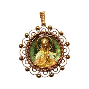 Antique 18K Gold Plique-à-Jour Polychrome Enamel Pendant