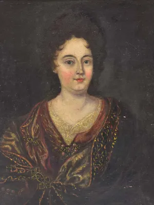 Antique French portrait of a lady in pretty gilded frame - oil