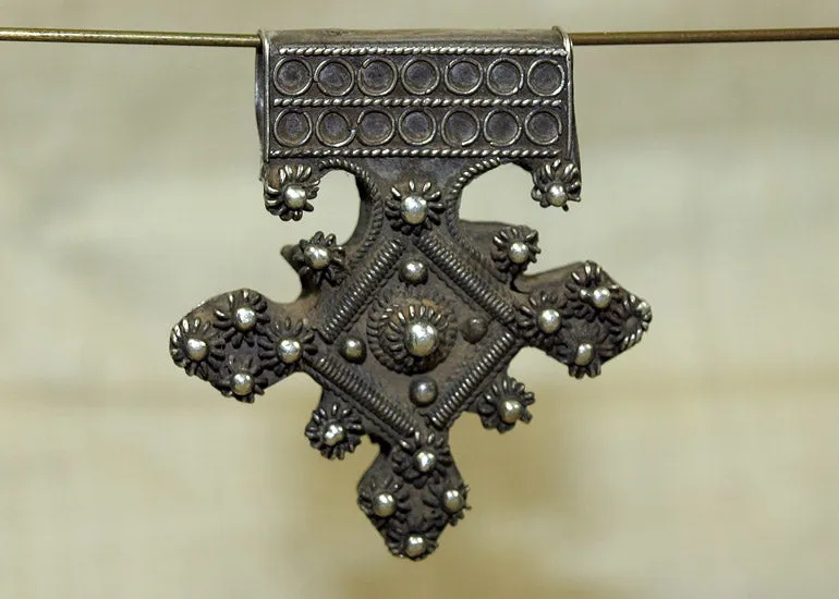 Antique Silver Berber Cross Pendant
