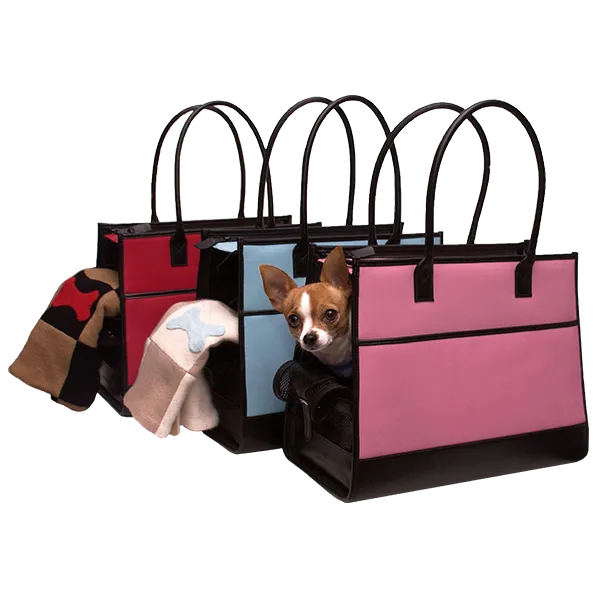 Aqua Cashmere & Black Leather Carrier