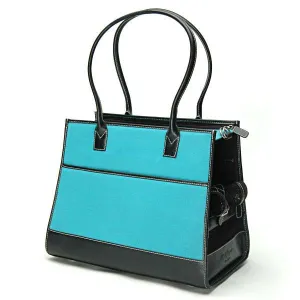 Aqua Cashmere & Black Leather Carrier