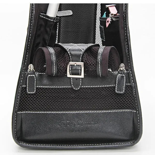 Aqua Cashmere & Black Leather Carrier