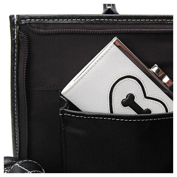 Aqua Cashmere & Black Leather Carrier