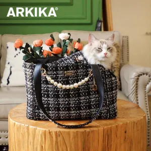 ARKIKA Tweed Fabric Pet Carrier Bag