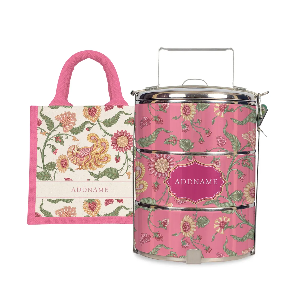 Batik Cempaka - Lunch Tote Bag with Three-Tier Tiffin Carrier