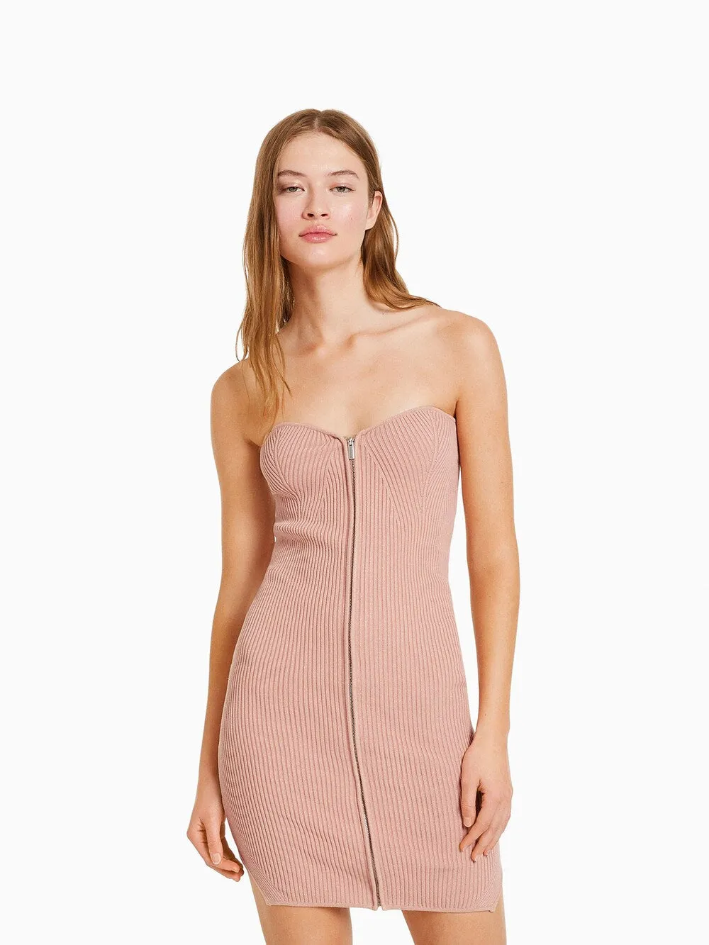Bershka knitted dress, pastel pink