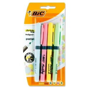 BIC - Card 4 Highlighter Grip Highlighters - Pastel