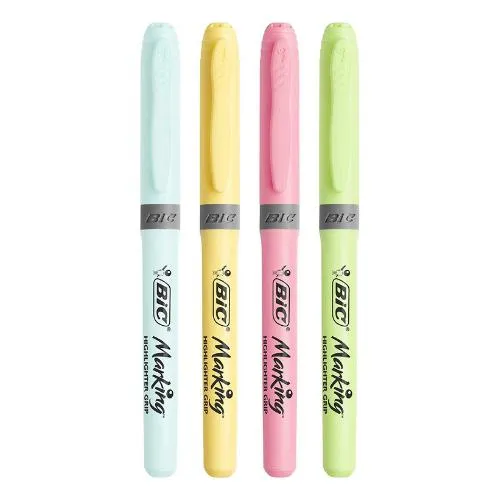 BIC - Card 4 Highlighter Grip Highlighters - Pastel