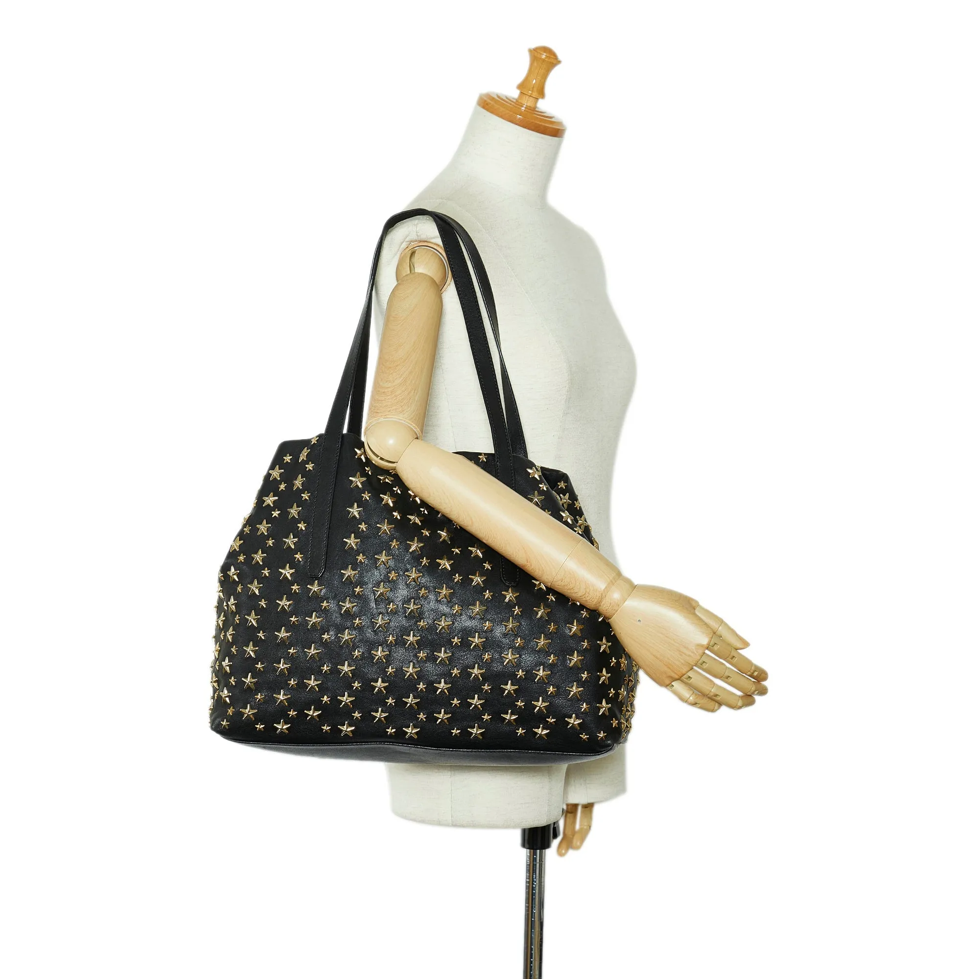 Black Jimmy Choo Zena Star Studded Leather Tote Bag