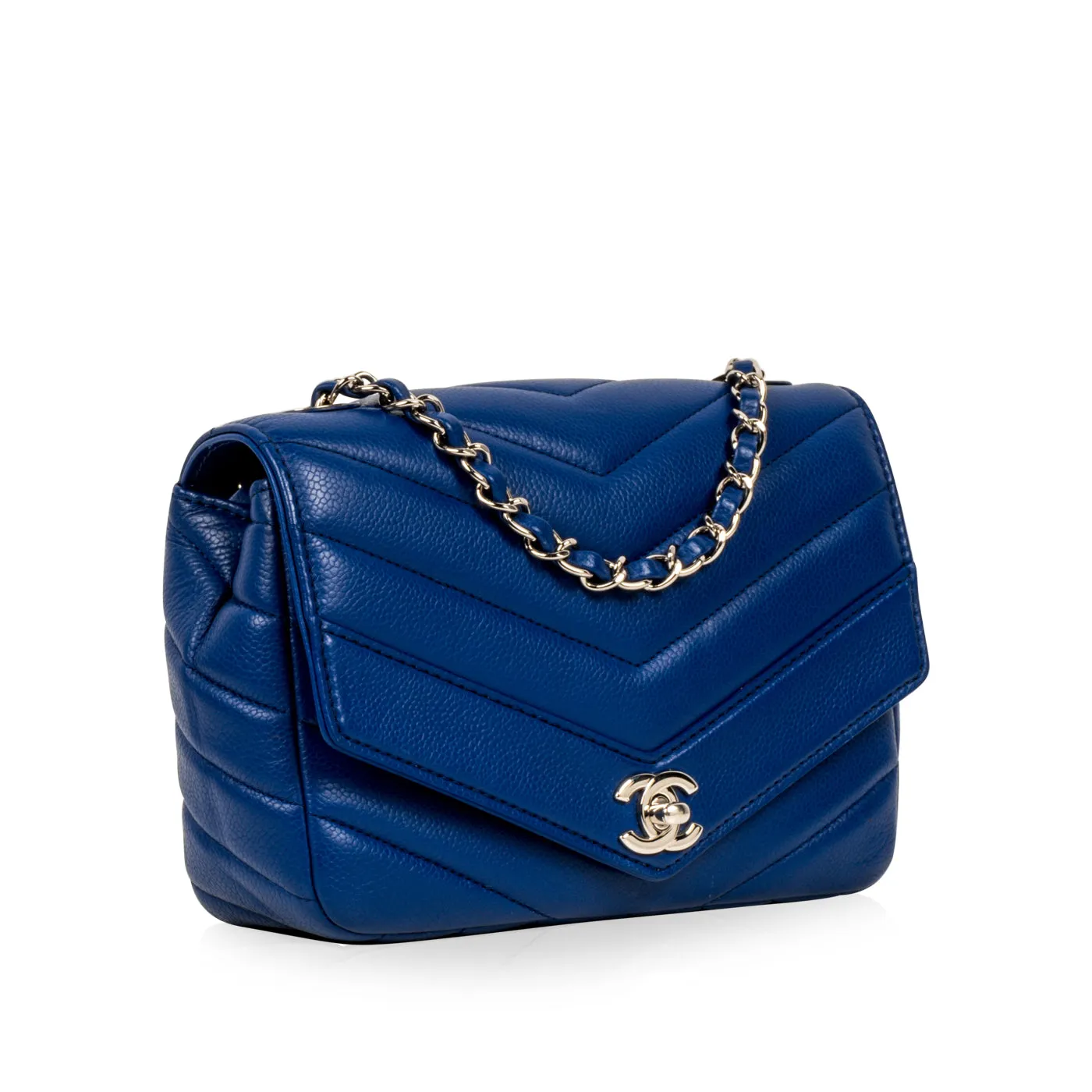 Blue Chevron Single Flap Bag