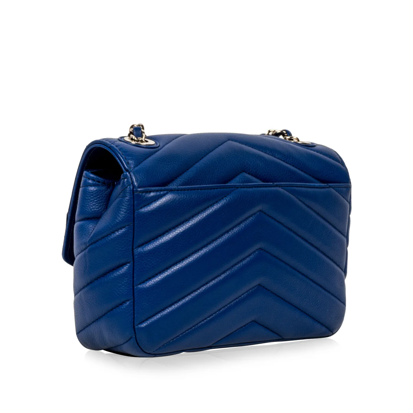 Blue Chevron Single Flap Bag