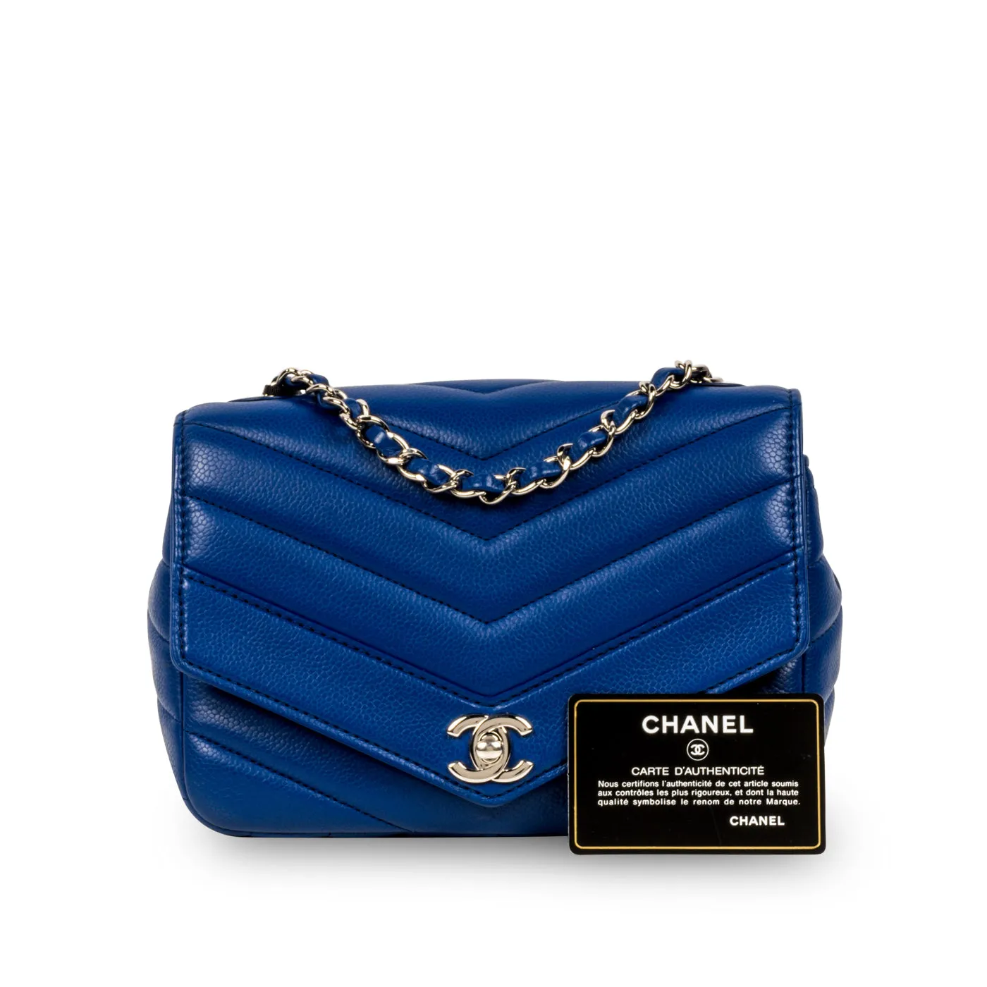 Blue Chevron Single Flap Bag