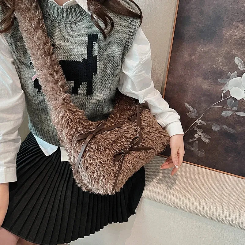 Bow Plush Crossbody Bags