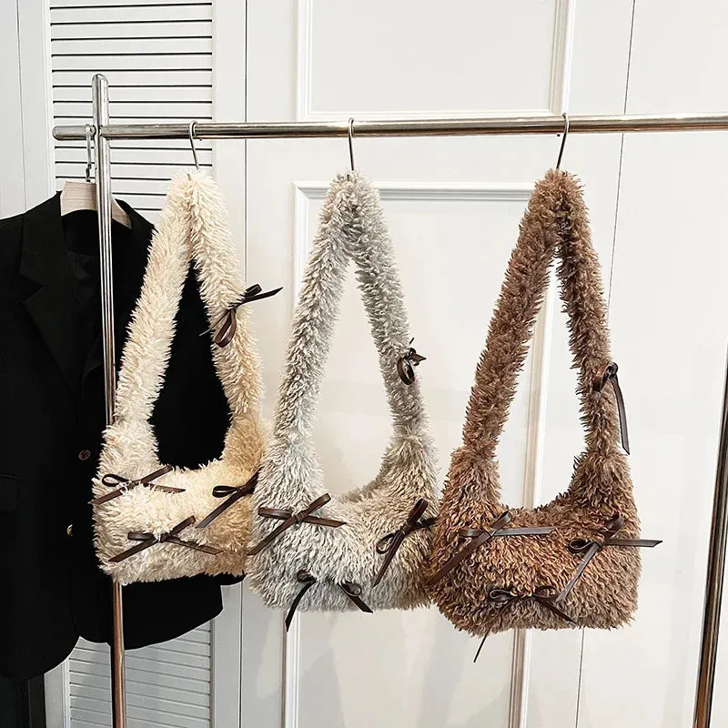 Bow Plush Crossbody Bags