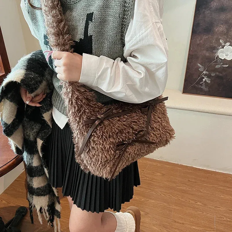Bow Plush Crossbody Bags