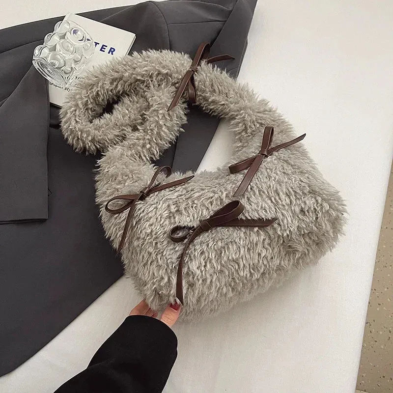 Bow Plush Crossbody Bags