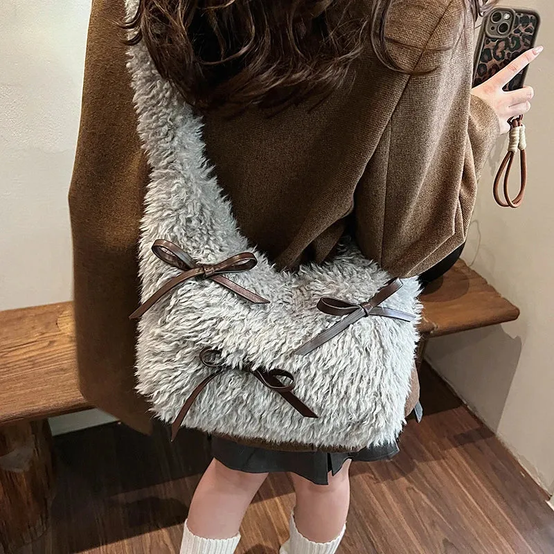 Bow Plush Crossbody Bags