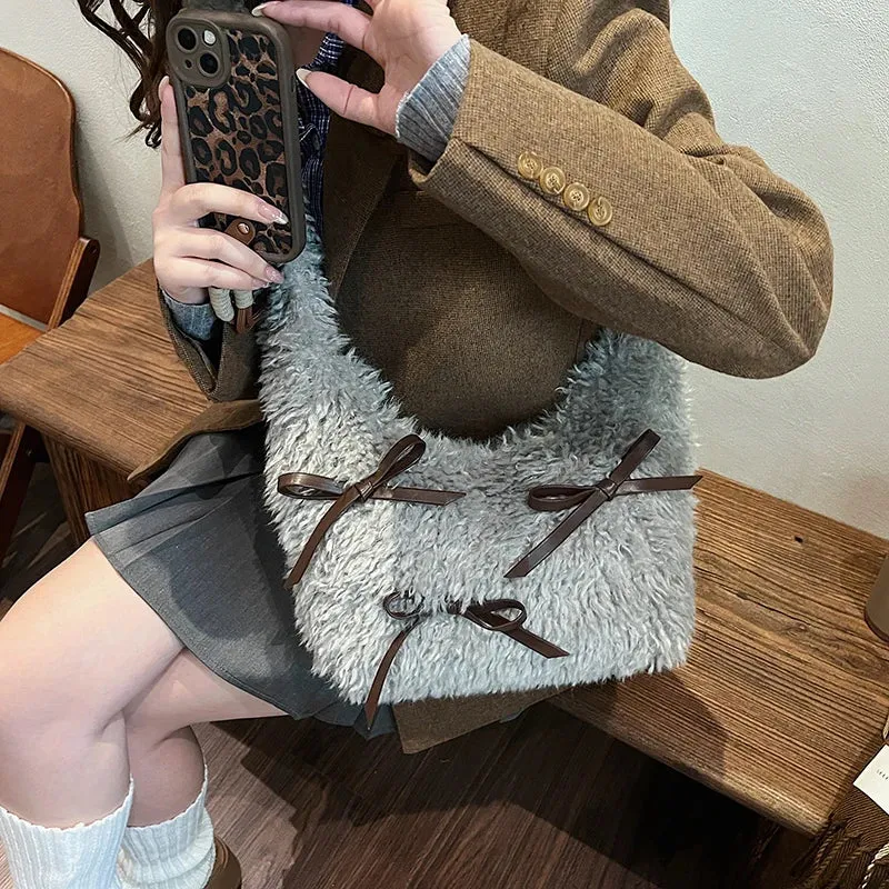 Bow Plush Crossbody Bags