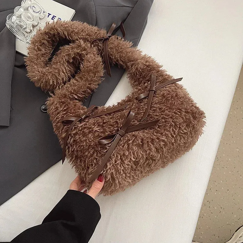 Bow Plush Crossbody Bags