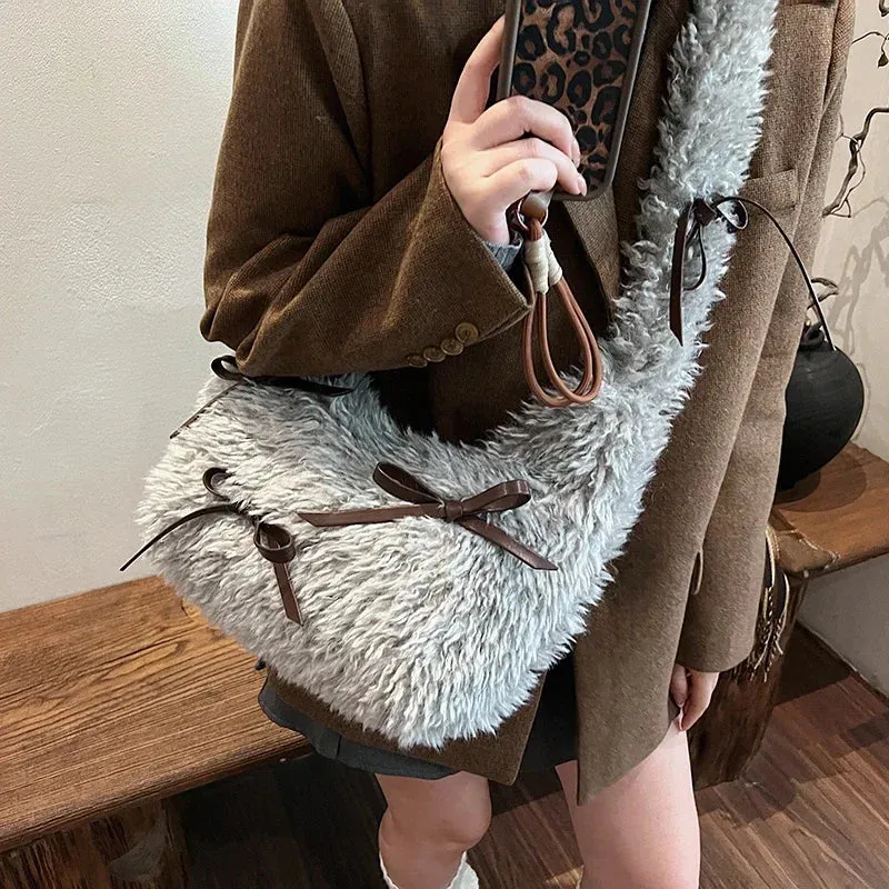 Bow Plush Crossbody Bags