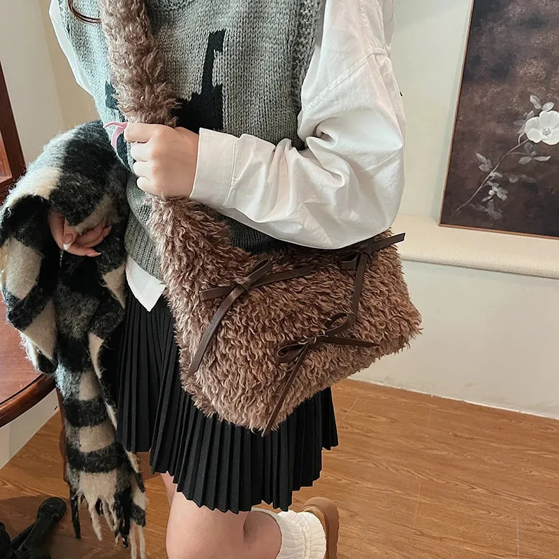 Bow Plush Crossbody Bags