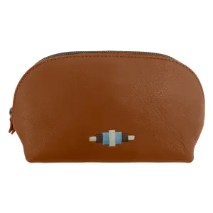 'Brillo' Cosmetic Bag - Tan Leather
