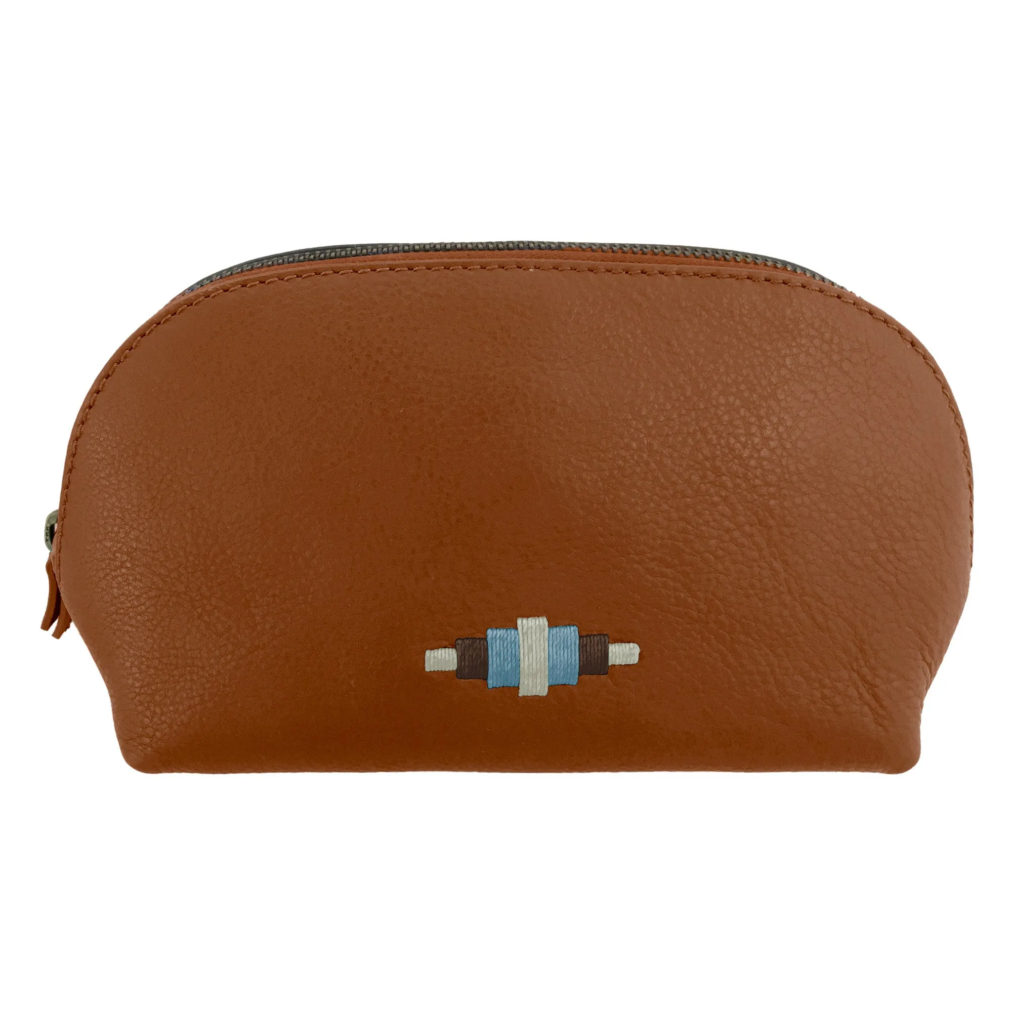 'Brillo' Cosmetic Bag - Tan Leather