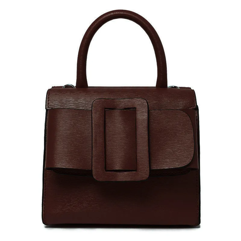 Buckle Crossbody Leather Handbag