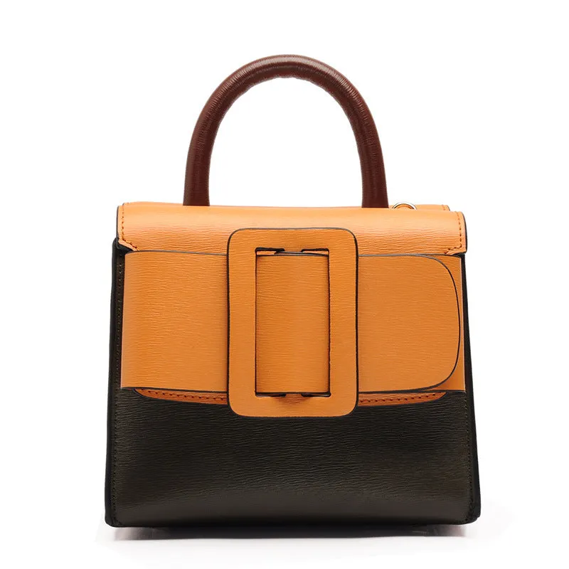 Buckle Crossbody Leather Handbag