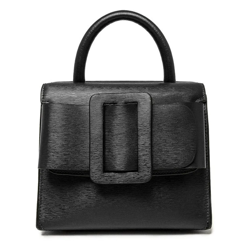 Buckle Crossbody Leather Handbag