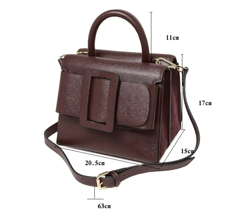 Buckle Crossbody Leather Handbag