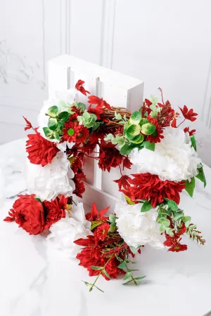 Bulk 17" Artificial Flowers Summer Burgundy Wreath Wholesale