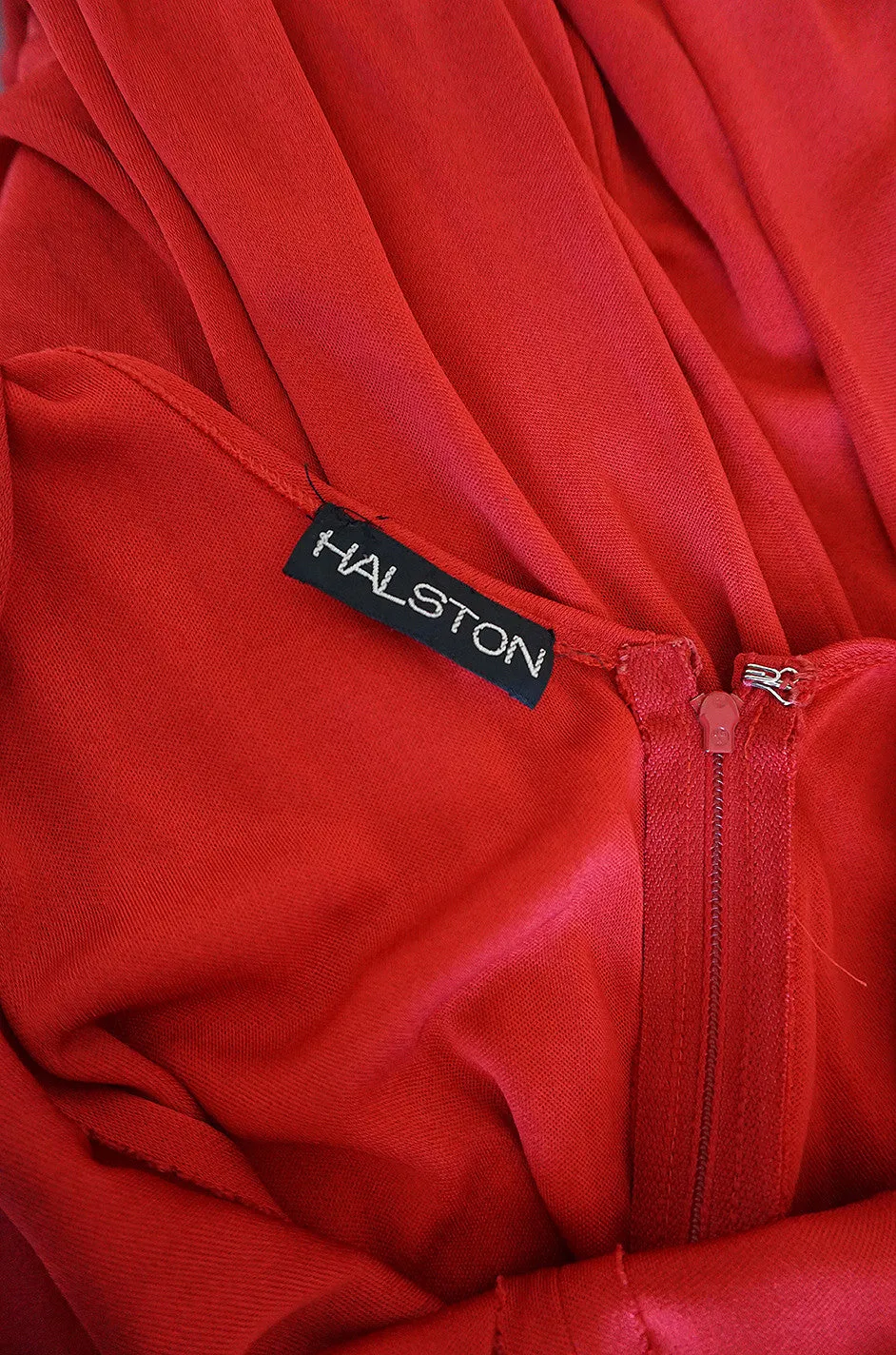 c1971 Halston Red Silk Knit Jersey Bias Cut Tank Dress