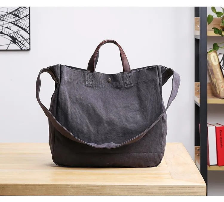 Canvas Leather Mens Womens Handbag Tote Bag White Shoulder Bag Tote Purse For Men
