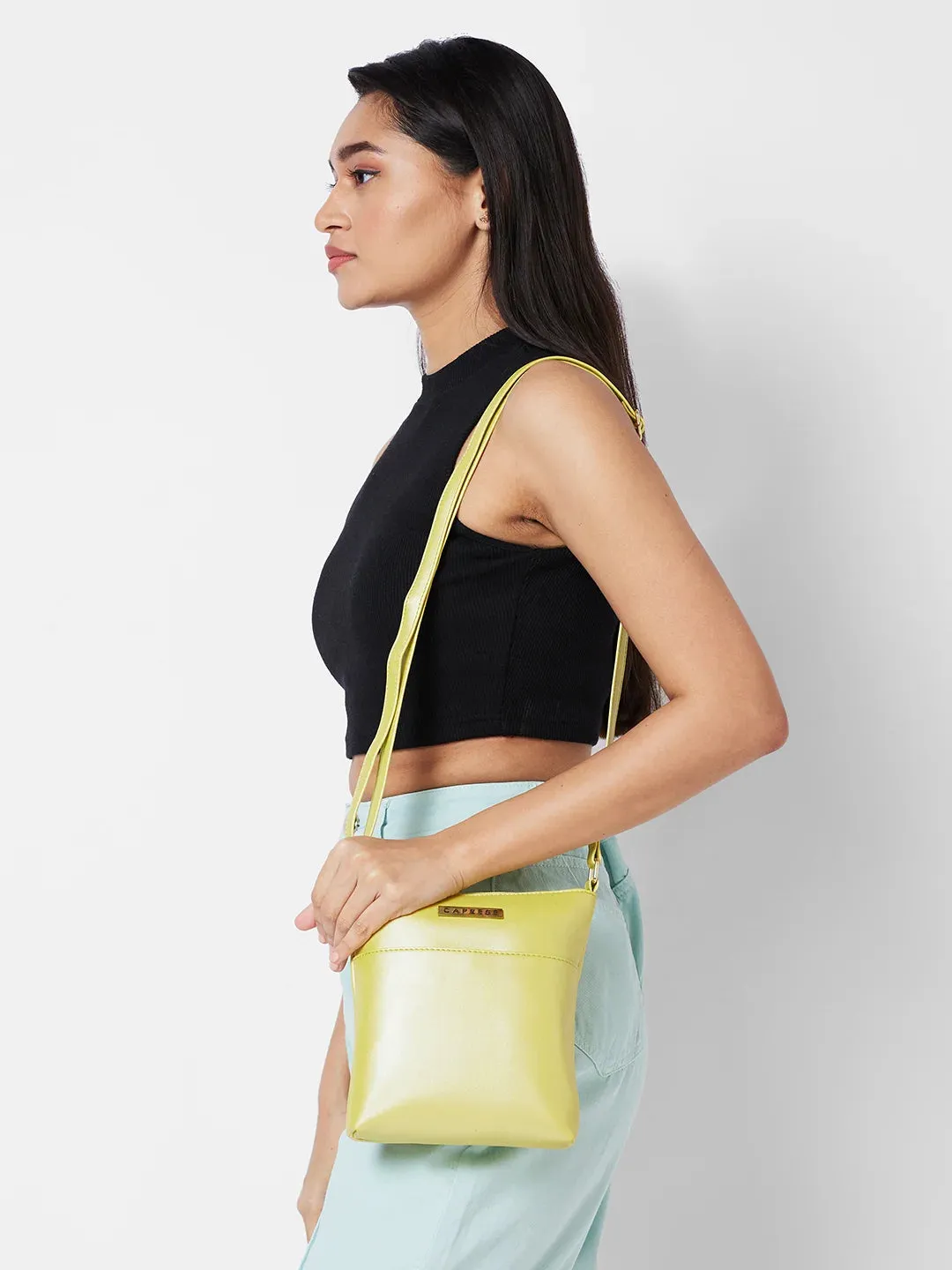 Caprese Juno Small Sling Metallic Faux Leather For Women
