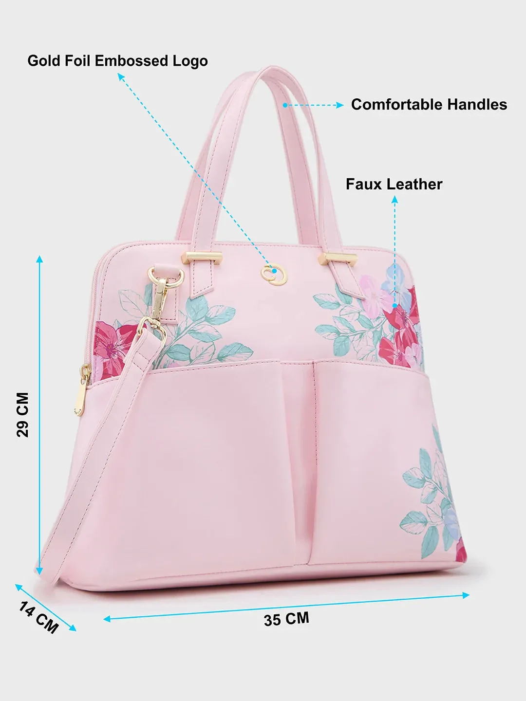 Caprese Shanaya Satchel Medium Pink Printed Women'S Handbag Pink