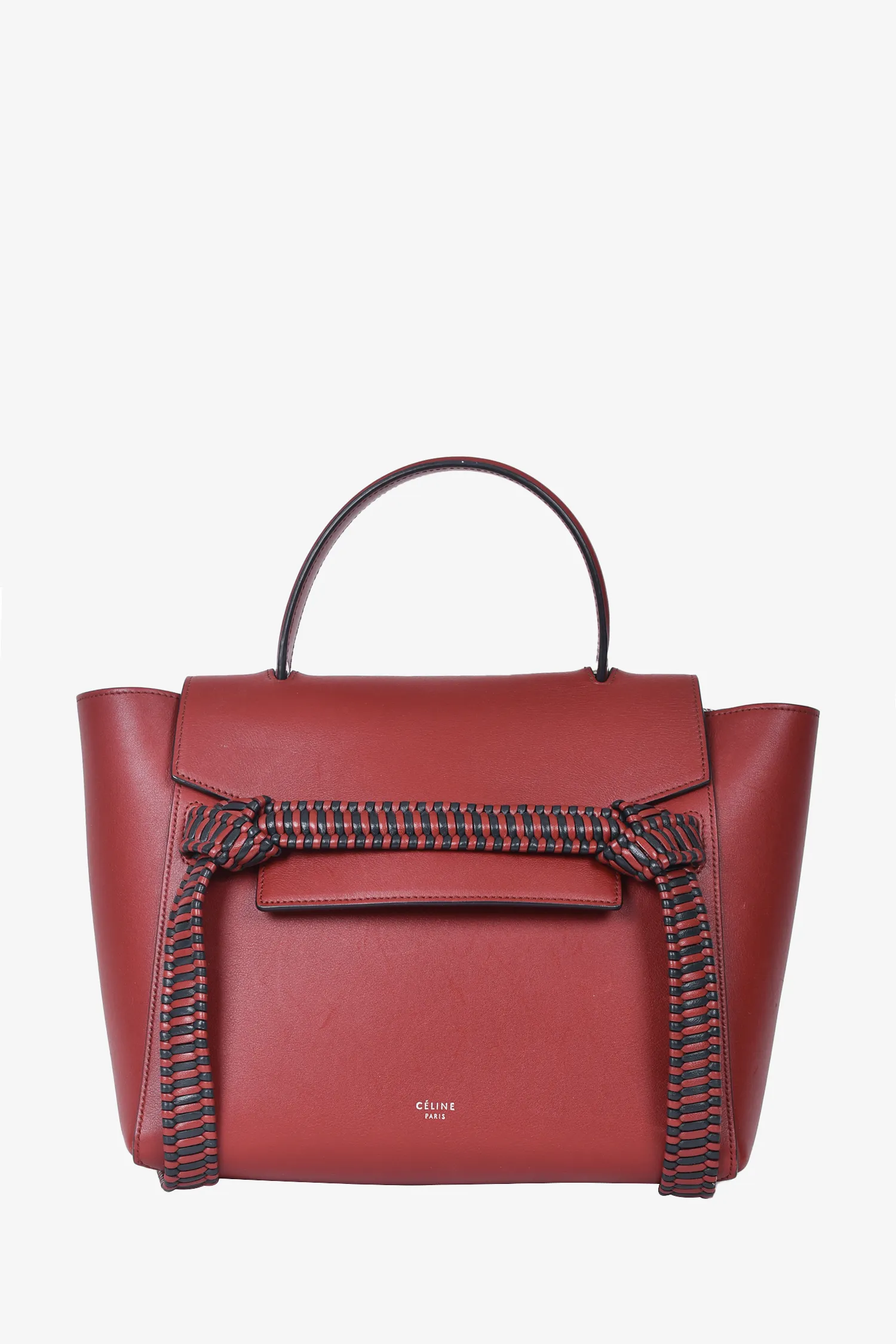 Celine 2017 Burgundy Leather Braided Micro Belt Bag