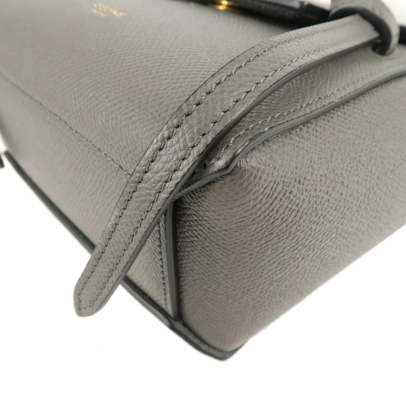 CELINE Leather Pico Belt Bag 2Way Bag Shoulder Bag Gray 194263