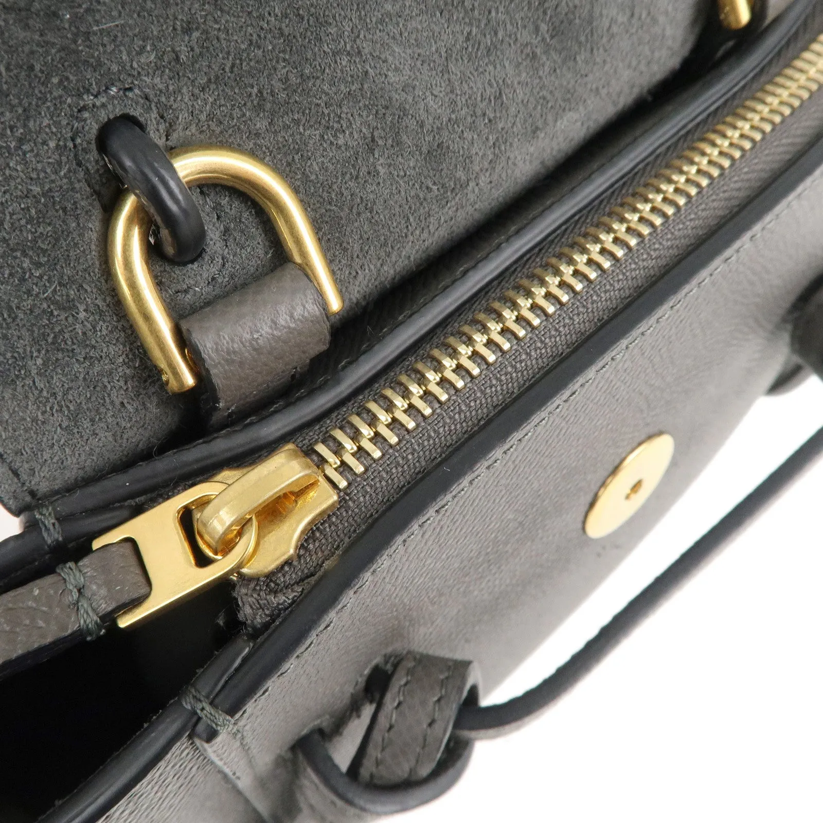 CELINE Leather Pico Belt Bag 2Way Bag Shoulder Bag Gray 194263