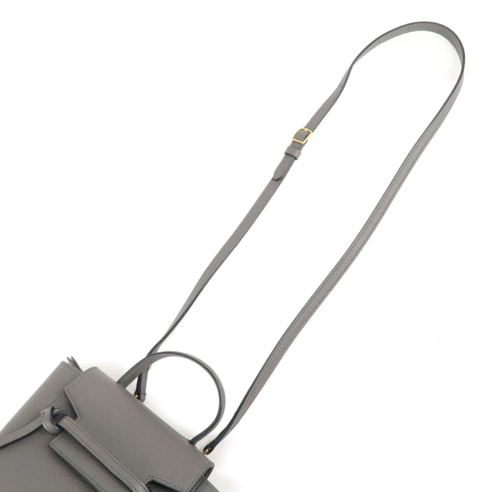CELINE Leather Pico Belt Bag 2Way Bag Shoulder Bag Gray 194263