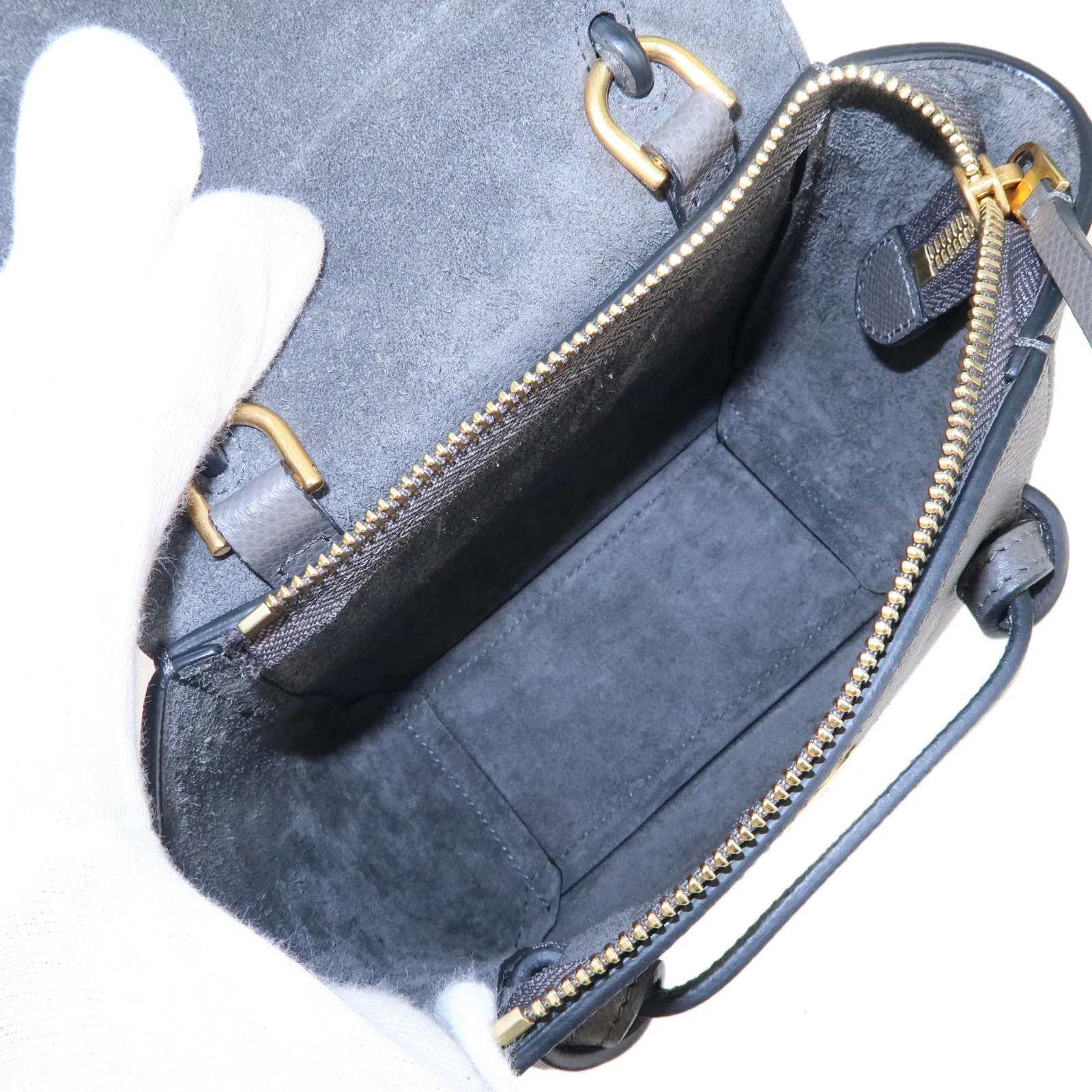 CELINE Leather Pico Belt Bag 2Way Bag Shoulder Bag Gray 194263