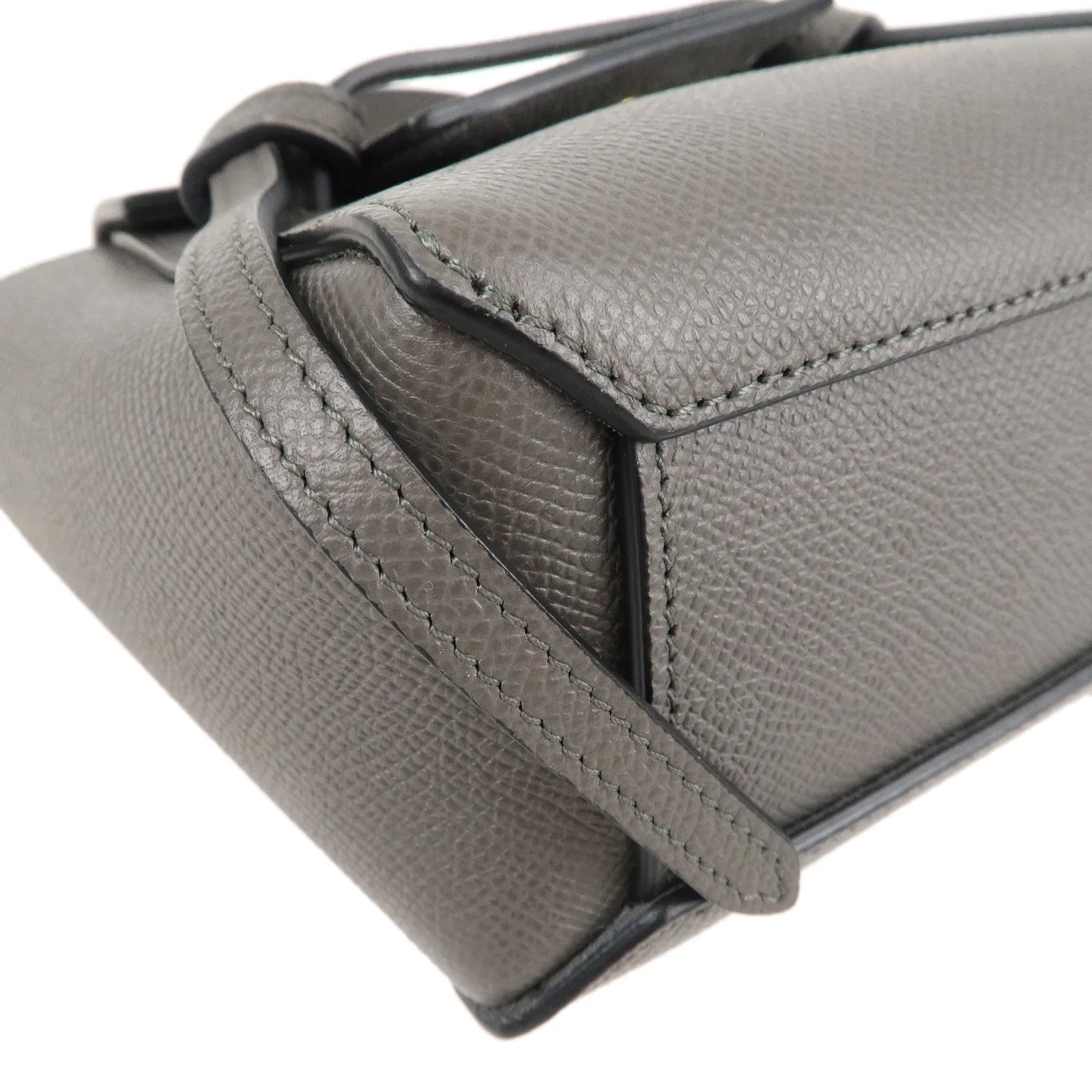 CELINE Leather Pico Belt Bag 2Way Bag Shoulder Bag Gray 194263