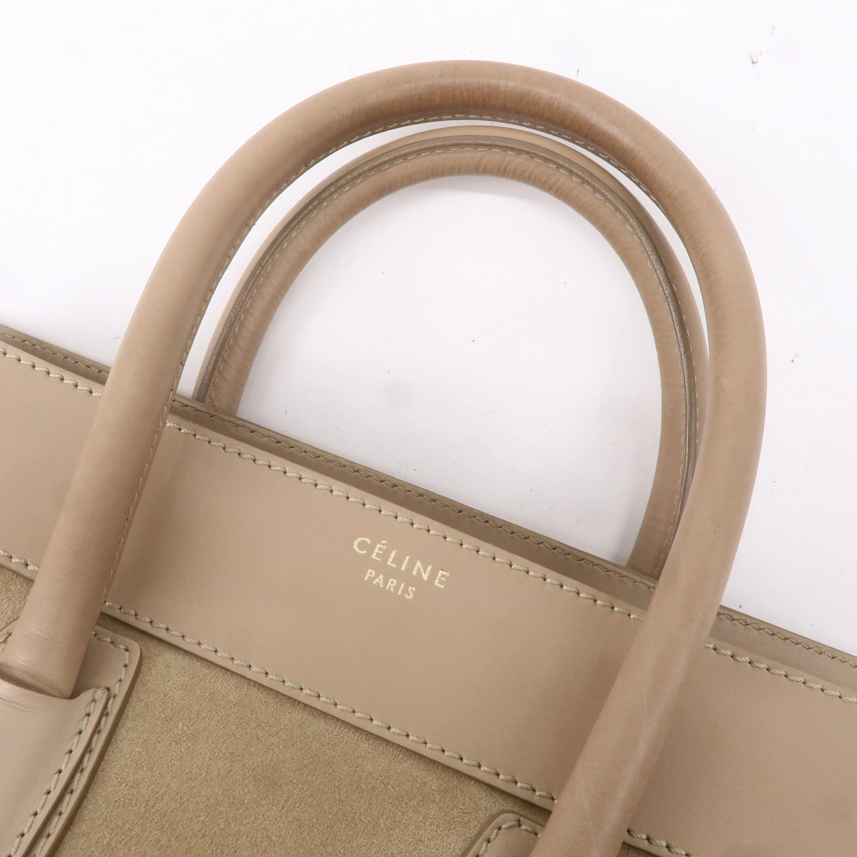 CELINE Luggage Mini Shopper Hand Bag Leather 165213 Beige