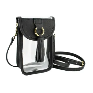 Cell Phone Crossbody - Clear Bag with Black and Gold Accents