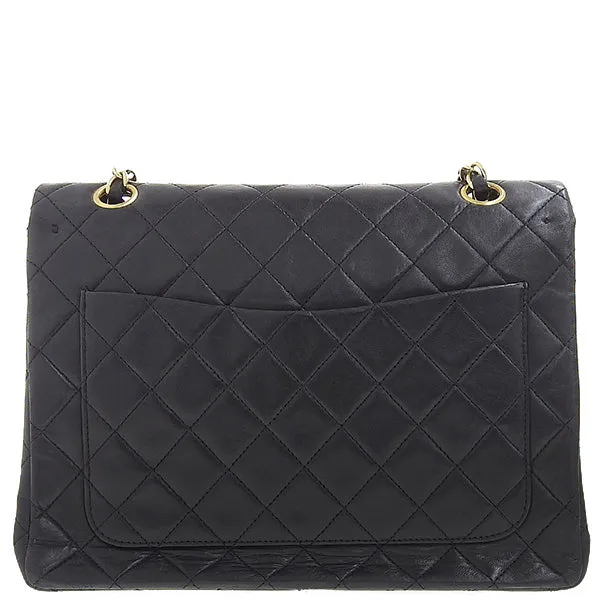 CHANEL Around 1990 Made Classic Flap Turn-Lock Chain Bag Black