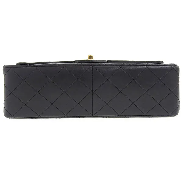 CHANEL Around 1990 Made Classic Flap Turn-Lock Chain Bag Black