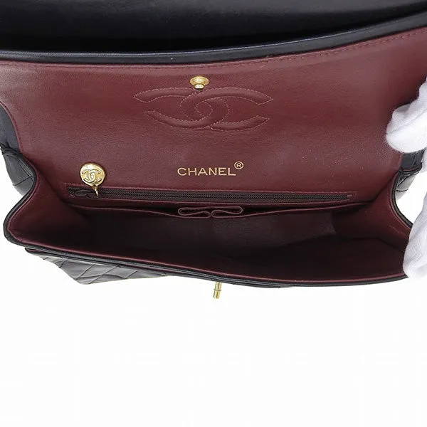CHANEL Around 1990 Made Classic Flap Turn-Lock Chain Bag Black