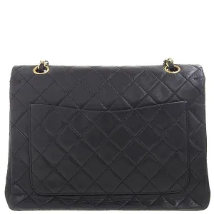 CHANEL Around 1990 Made Classic Flap Turn-Lock Chain Bag Black