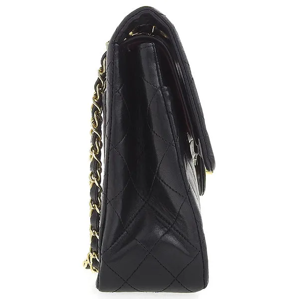 CHANEL Around 1990 Made Classic Flap Turn-Lock Chain Bag Black